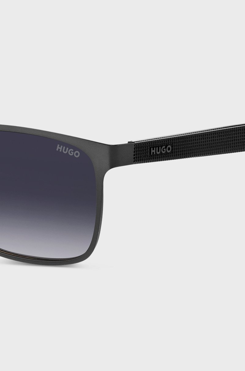 Hugo Boss Gafas De Sol De Acero Negro Con Patillas Con Textura