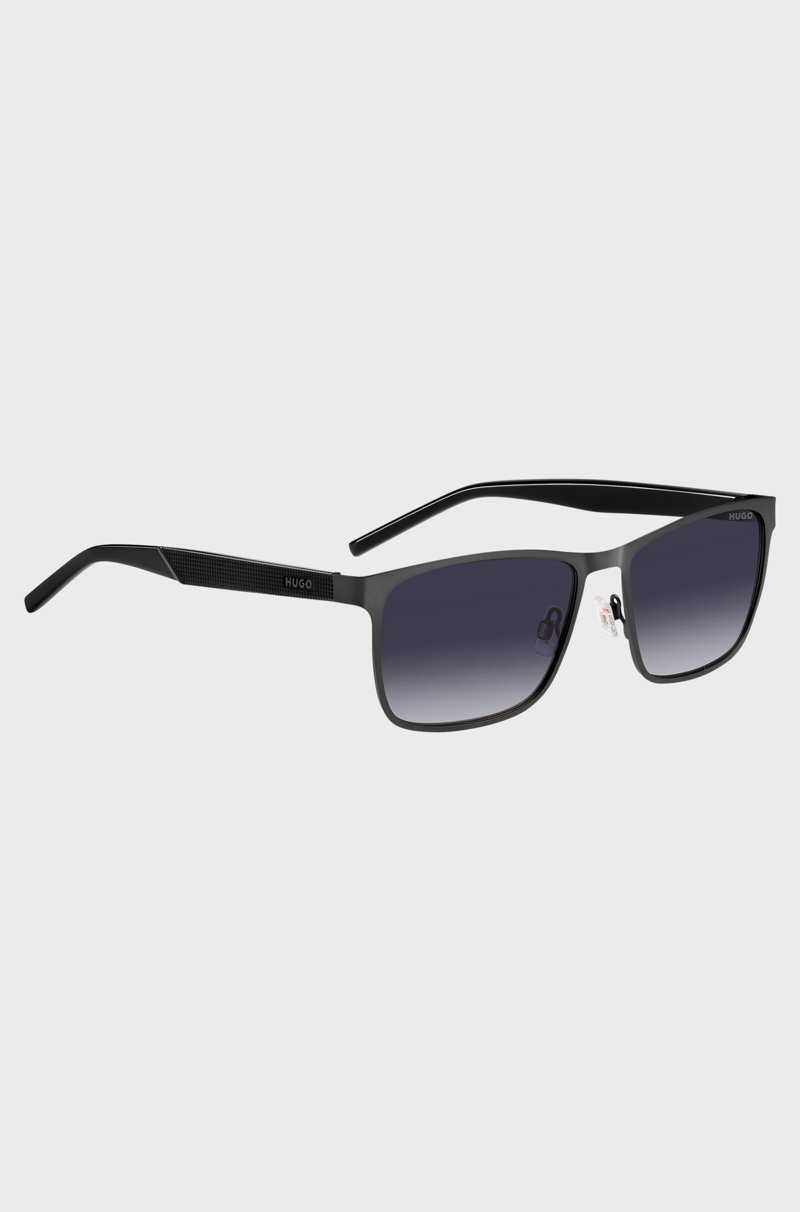 Hugo Boss Gafas De Sol De Acero Negro Con Patillas Con Textura