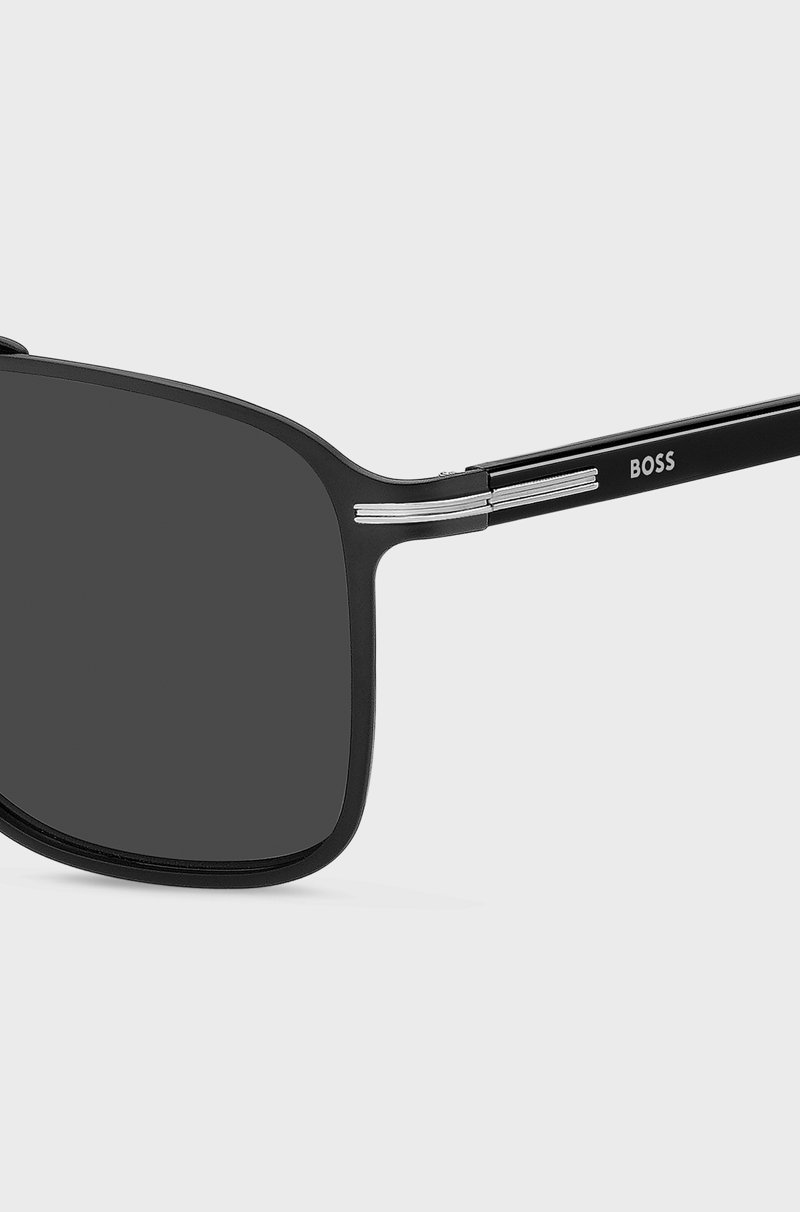Hugo Boss Gafas De Sol De Acero Negro Con Patillas De Acetato