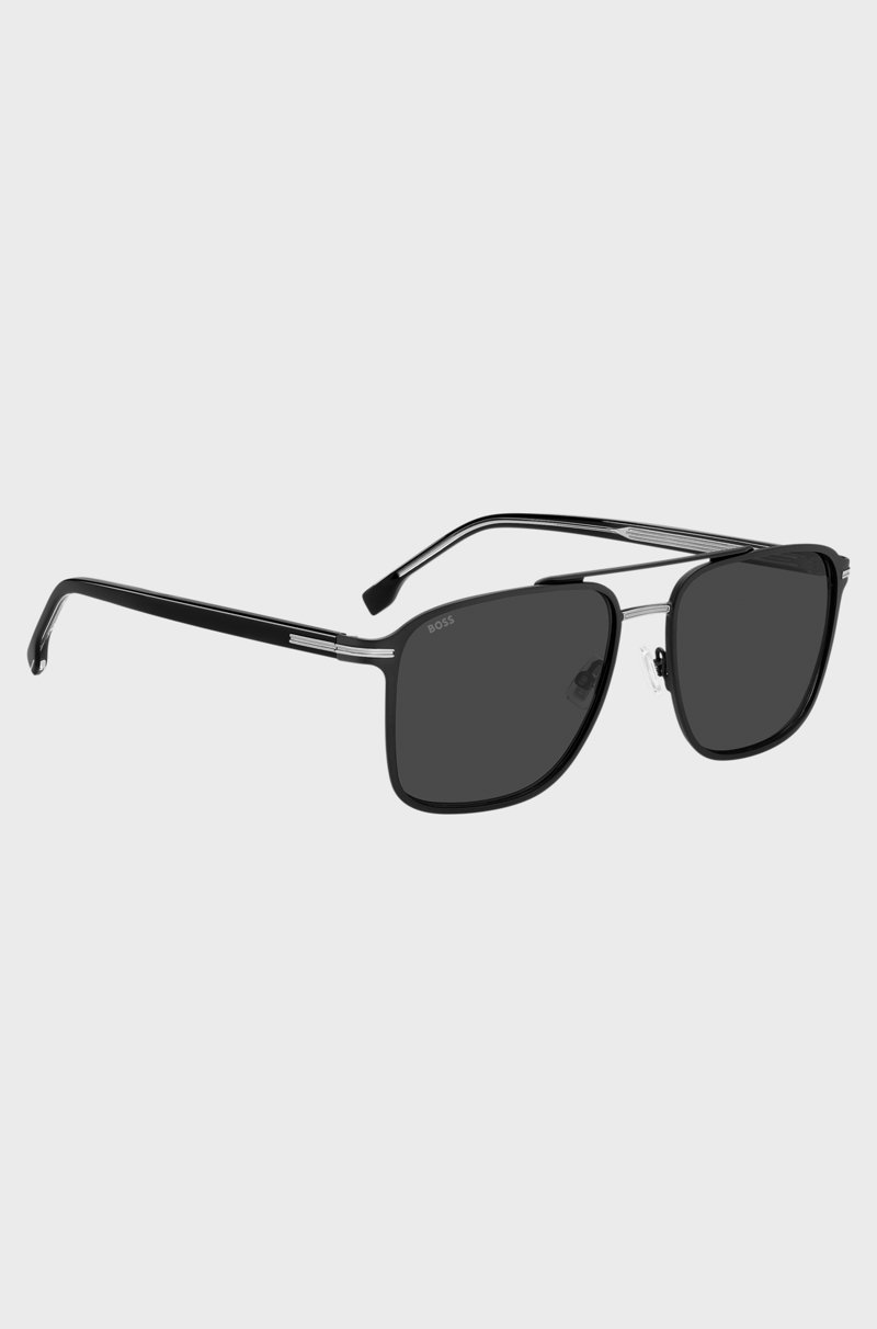 Hugo Boss Gafas De Sol De Acero Negro Con Patillas De Acetato