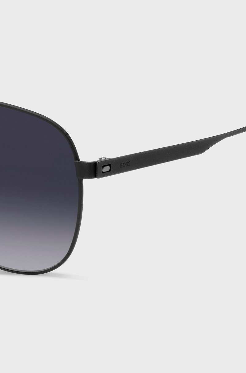 Hugo Boss Gafas De Sol De Acero Negro Con Puente Doble