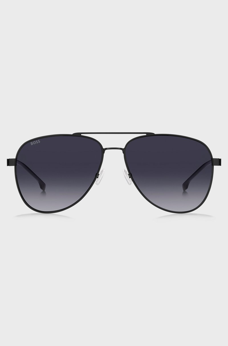 Hugo Boss Gafas De Sol De Acero Negro Con Puente Doble