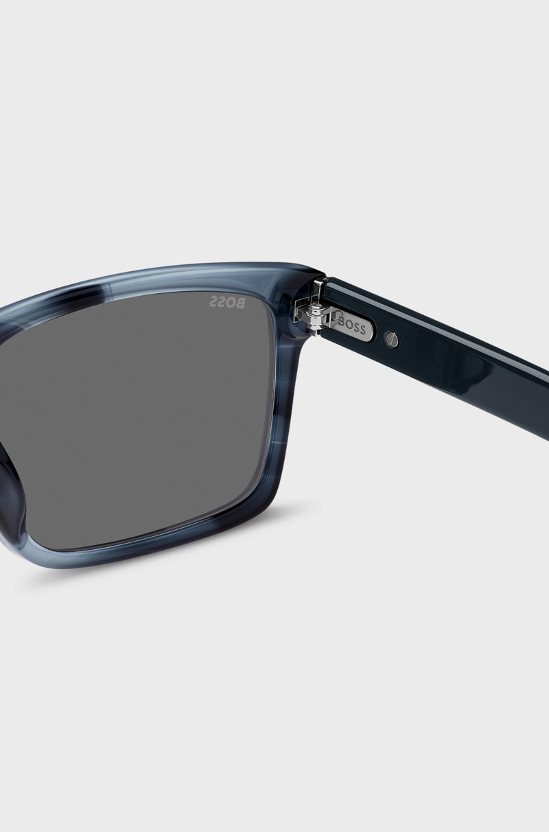 Hugo Boss Gafas De Sol De Acetato Azul Con Montura Estampada