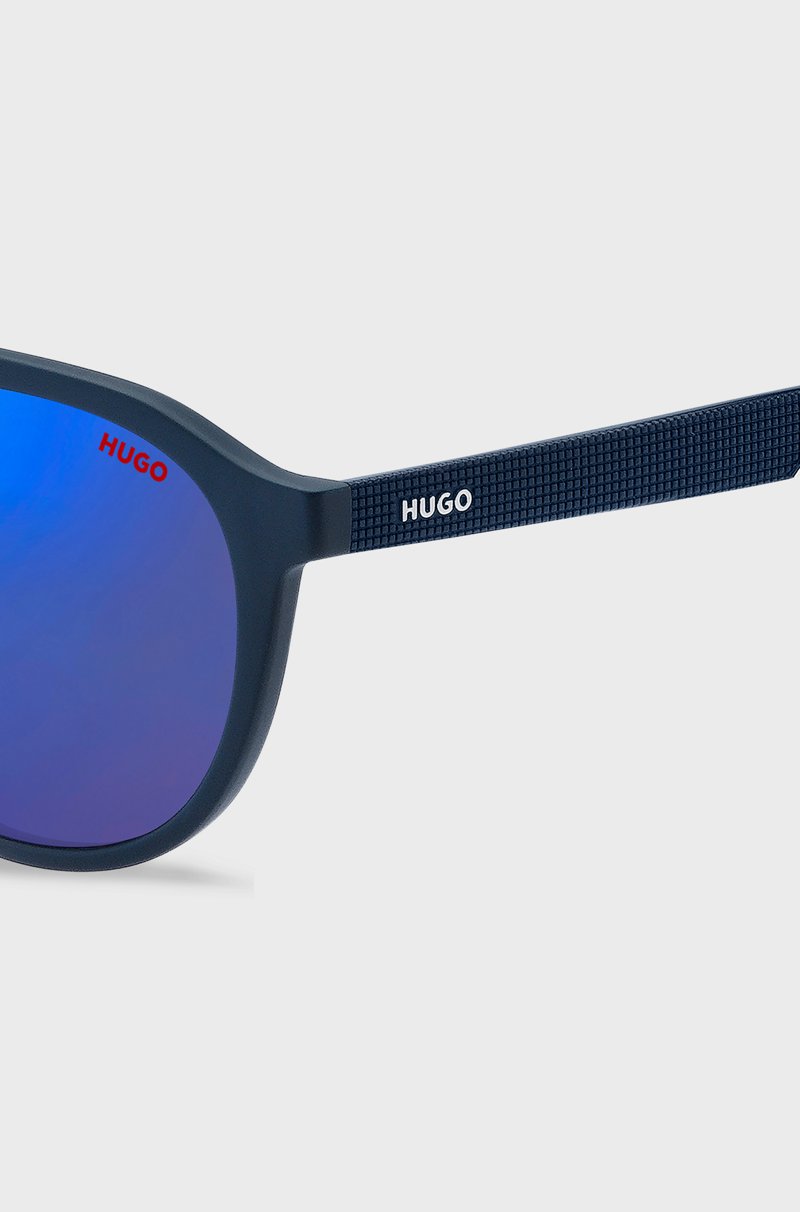 Hugo Boss Gafas De Sol De Acetato Azul Con Patillas Estampadas