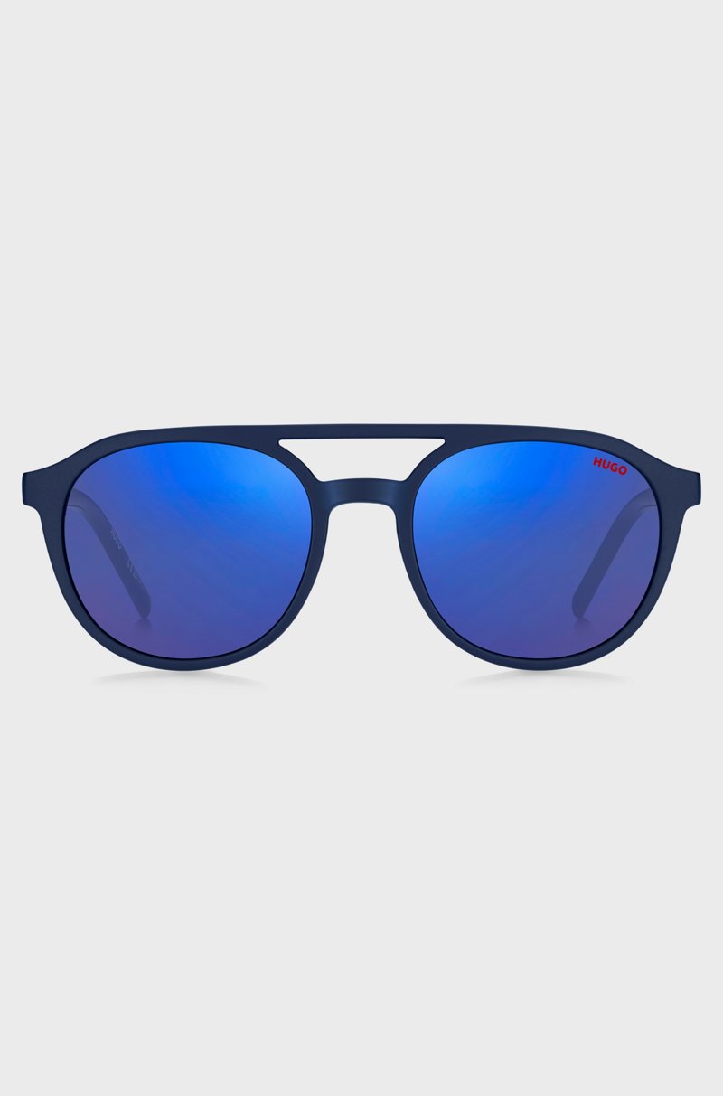 Hugo Boss Gafas De Sol De Acetato Azul Con Patillas Estampadas