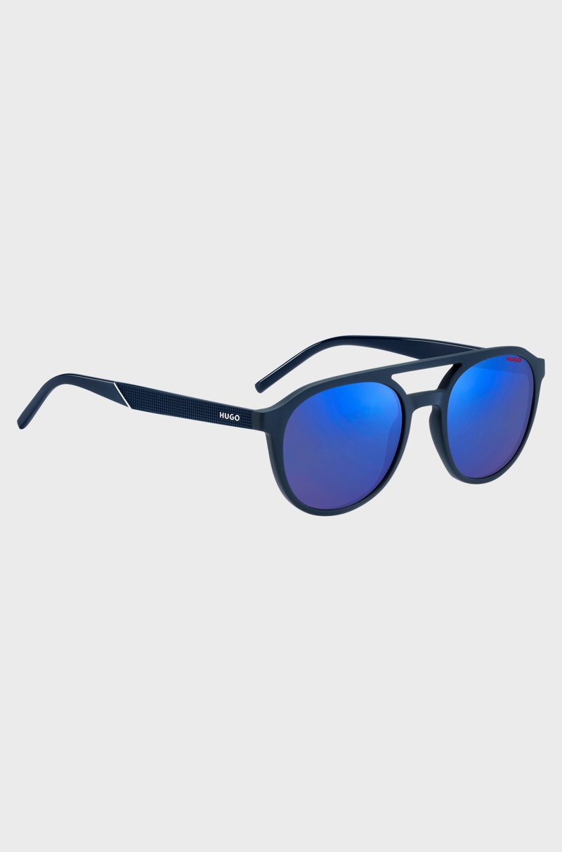 Hugo Boss Gafas De Sol De Acetato Azul Con Patillas Estampadas