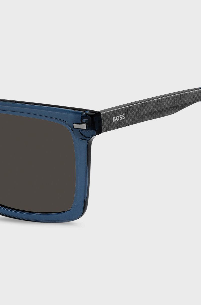 Hugo Boss Gafas De Sol De Acetato Azul Con Patillas Estampadas De Fibra De Carbono