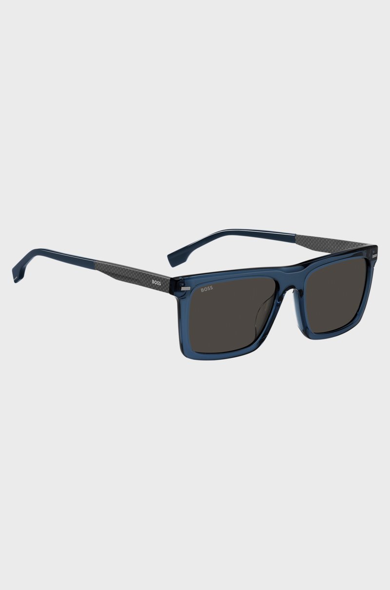 Hugo Boss Gafas De Sol De Acetato Azul Con Patillas Estampadas De Fibra De Carbono