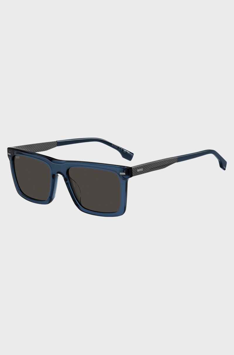 Hugo Boss Gafas De Sol De Acetato Azul Con Patillas Estampadas De Fibra De Carbono