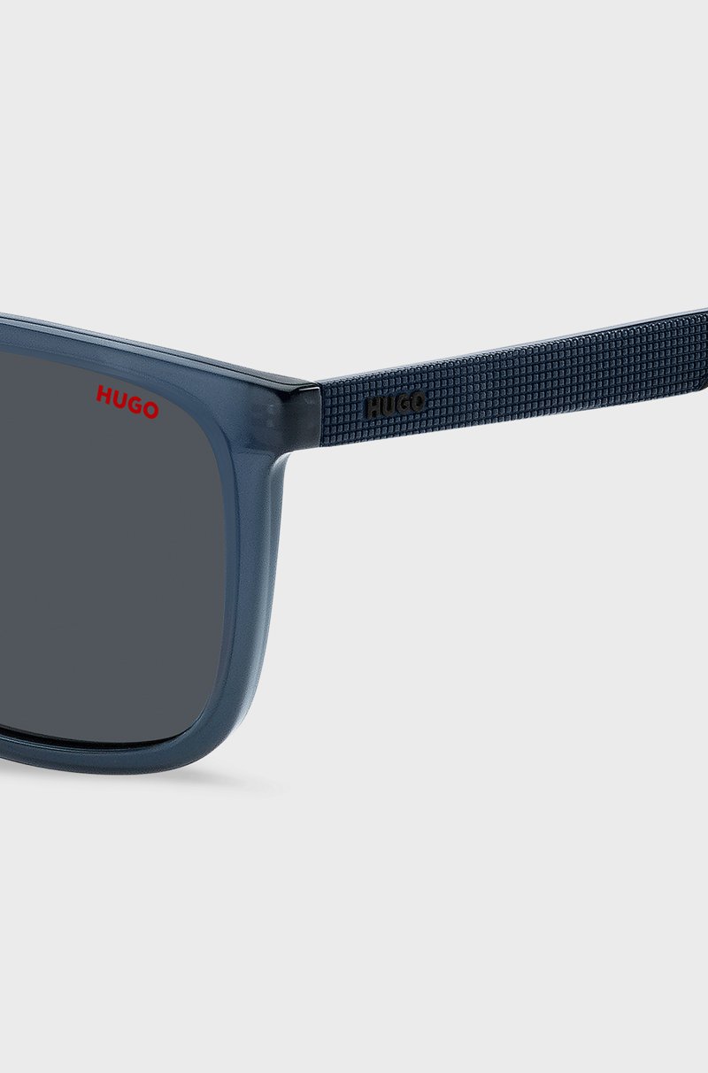 Hugo Boss Gafas De Sol De Acetato Azul Con Patillas Estampadas