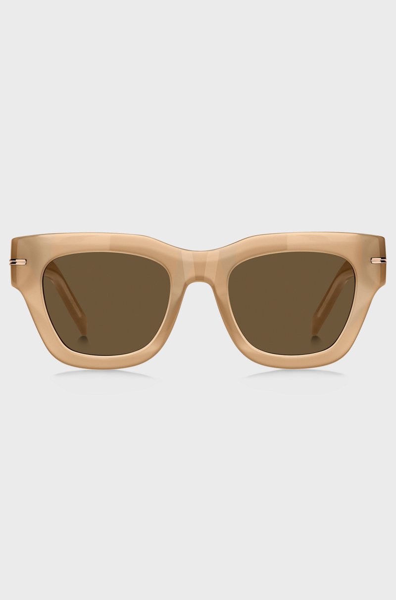 Hugo Boss Gafas De Sol De Acetato Beige Con Detalle Dorado De La Marca