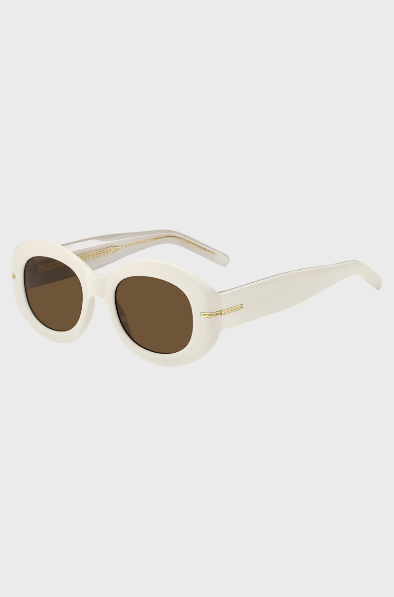 Hugo Boss Gafas de sol de acetato blanco con detalle dorado de la marca