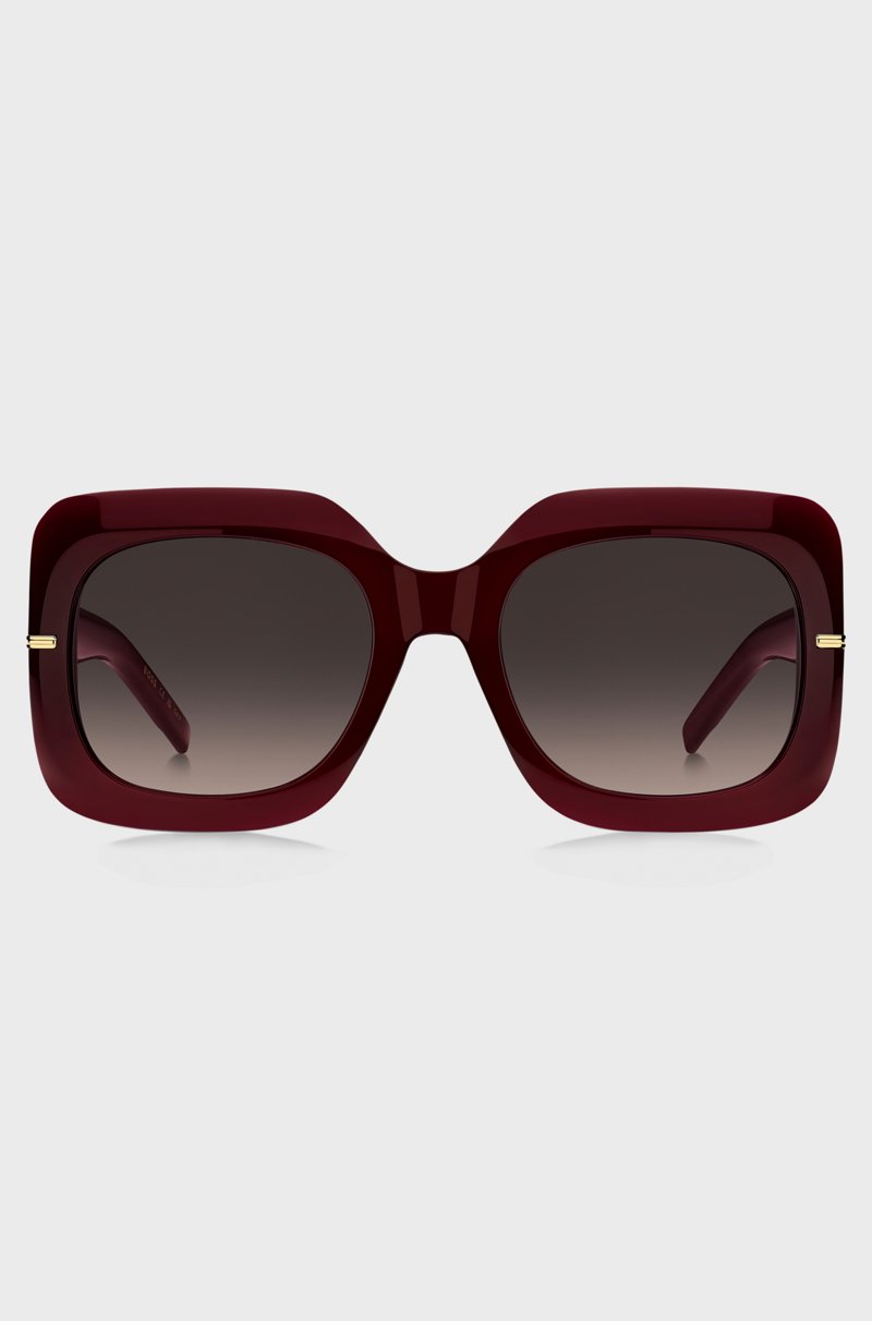 Hugo Boss Gafas De Sol De Acetato Burdeos Con Bisagras En Tono Dorado