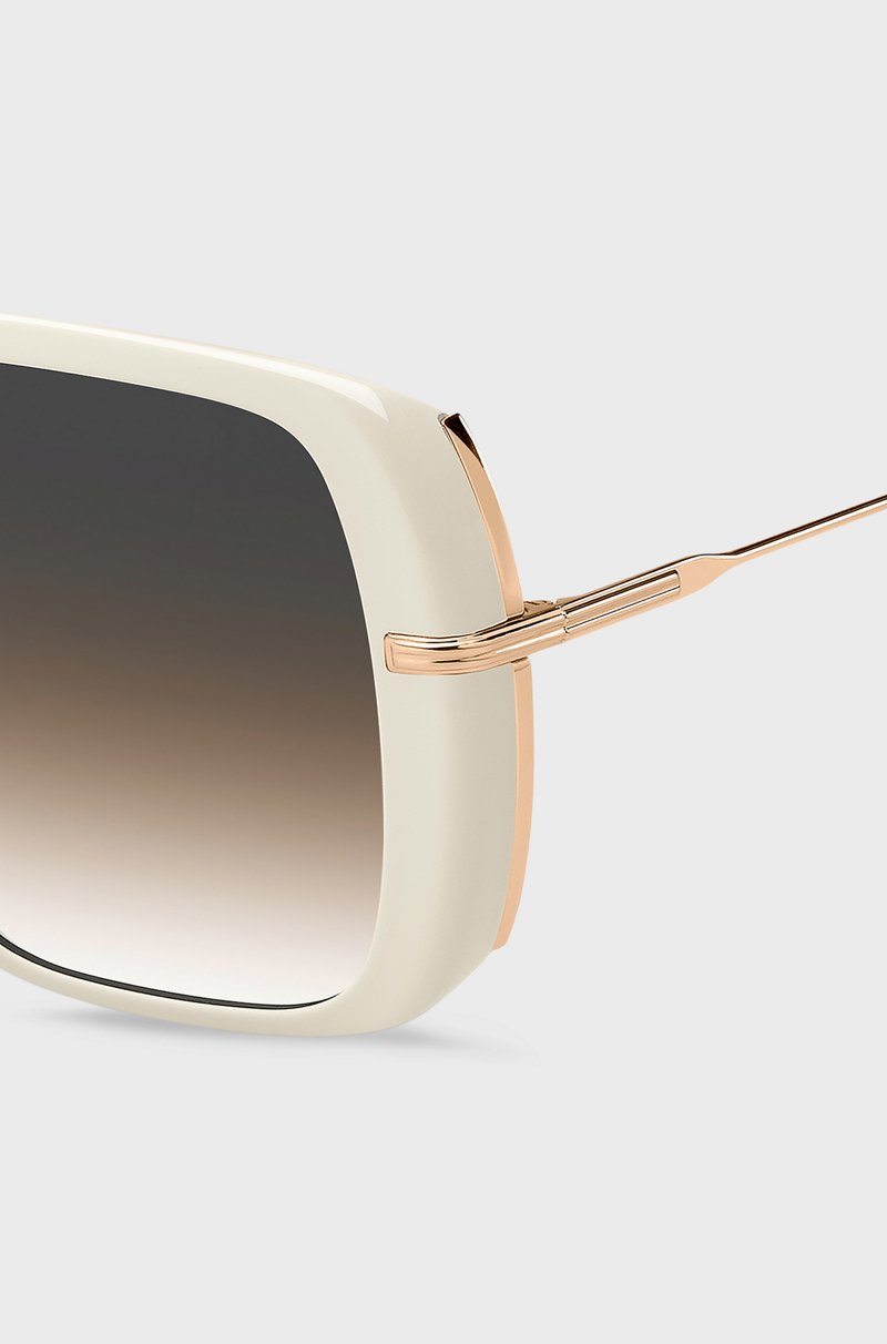 Hugo Boss Gafas De Sol De Acetato Crema A Capas Con Patillas En Tono Oro Rosado
