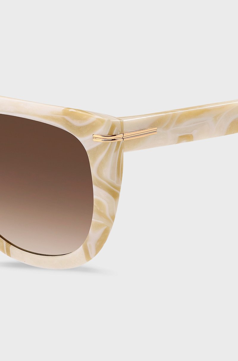 Hugo Boss Gafas De Sol De Acetato Estampado Con Detalles Metálicos En Tono Dorado