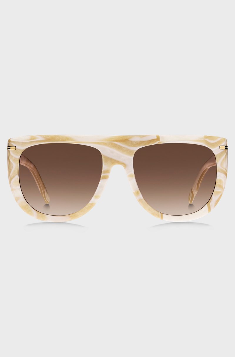 Hugo Boss Gafas De Sol De Acetato Estampado Con Detalles Metálicos En Tono Dorado