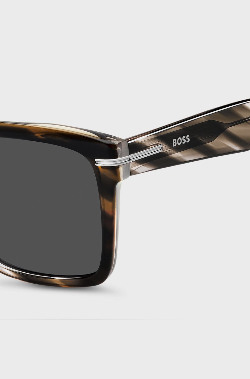 Hugo Boss Gafas De Sol De Acetato Estampado Con Ribetes En Tono Plateado