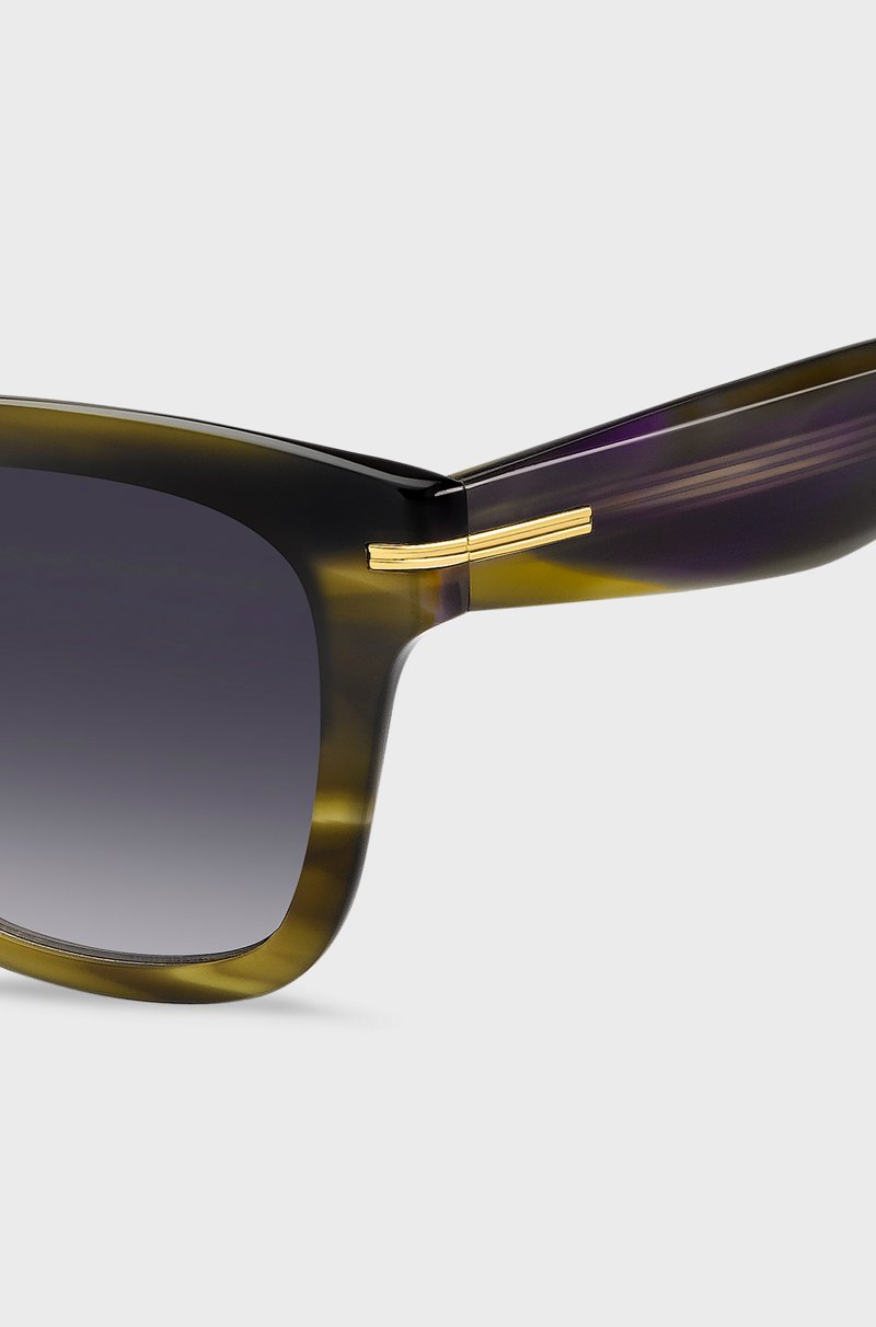 Hugo Boss Gafas De Sol De Acetato Estampado Con Ribetes En Tono Dorado