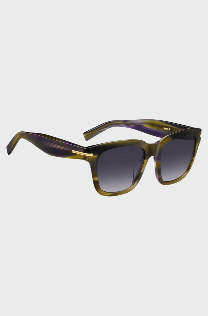 Hugo Boss Gafas De Sol De Acetato Estampado Con Ribetes En Tono Dorado