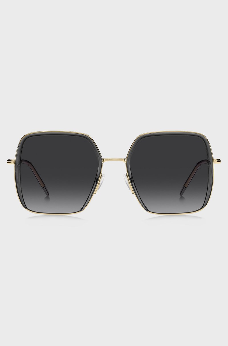 Hugo Boss Gafas De Sol De Acetato Gris Con Acero En Tono Dorado