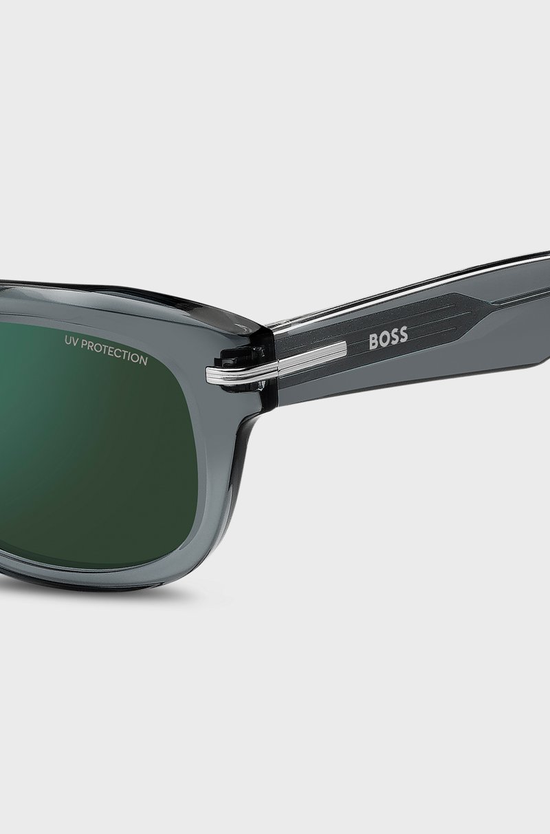 Hugo Boss Gafas De Sol De Acetato Gris Con Lentes Verdes