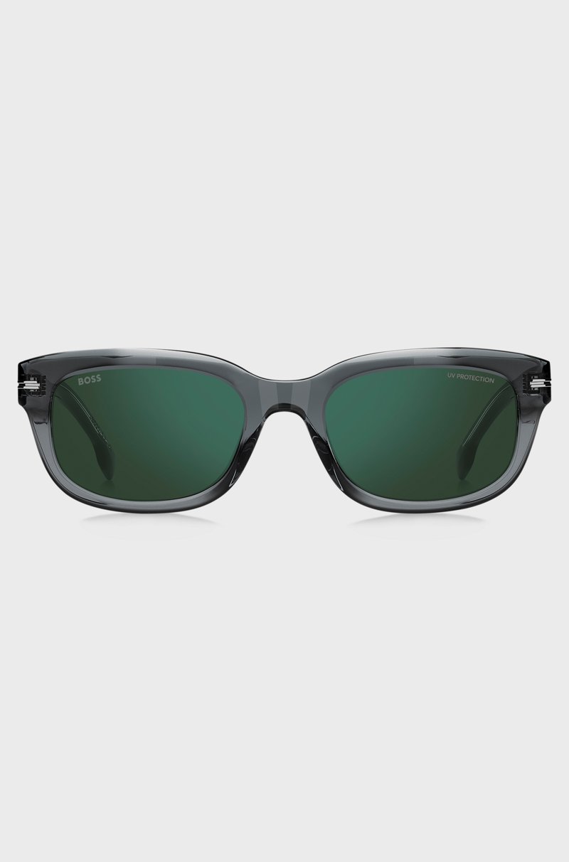 Hugo Boss Gafas De Sol De Acetato Gris Con Lentes Verdes