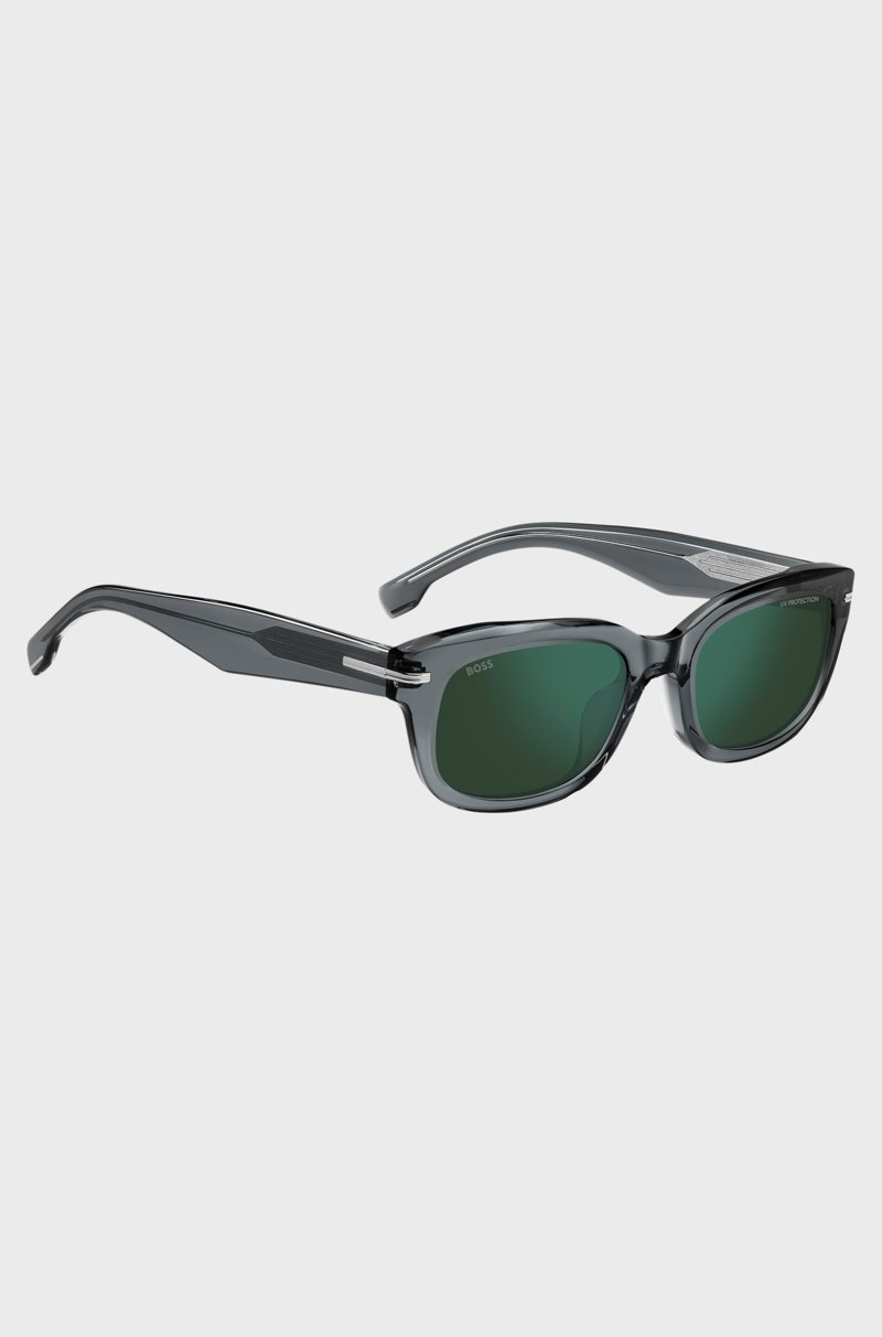 Hugo Boss Gafas De Sol De Acetato Gris Con Lentes Verdes