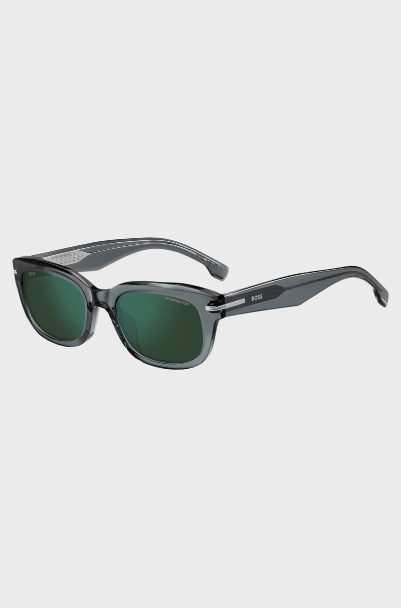 Hugo Boss Gafas de sol de acetato gris con lentes verdes