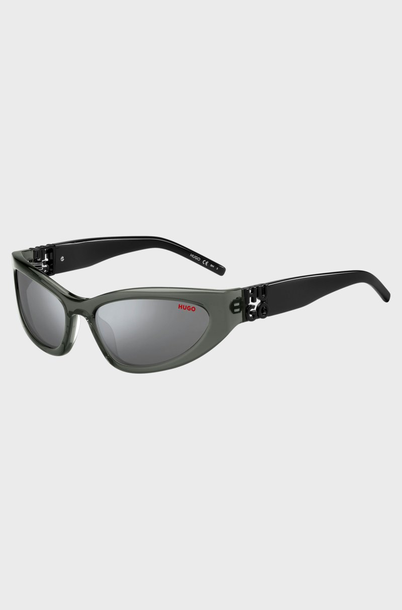 Hugo Boss Gafas de sol de acetato gris con monograma en 3D