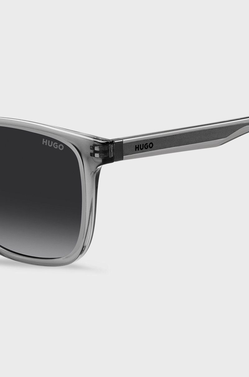 Hugo Boss Gafas De Sol De Acetato Gris Con Núcleo De Alambre En Tono Plateado