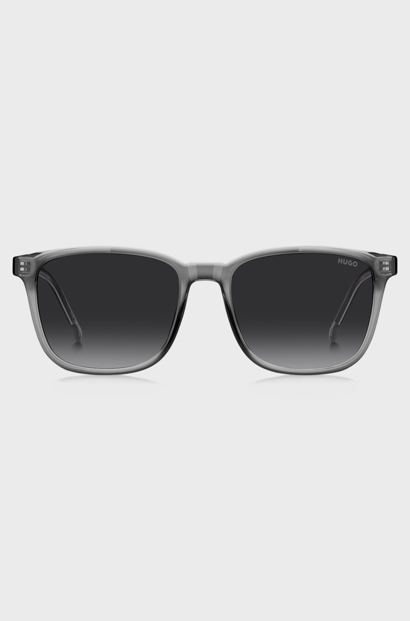Hugo Boss Gafas De Sol De Acetato Gris Con Núcleo De Alambre En Tono Plateado