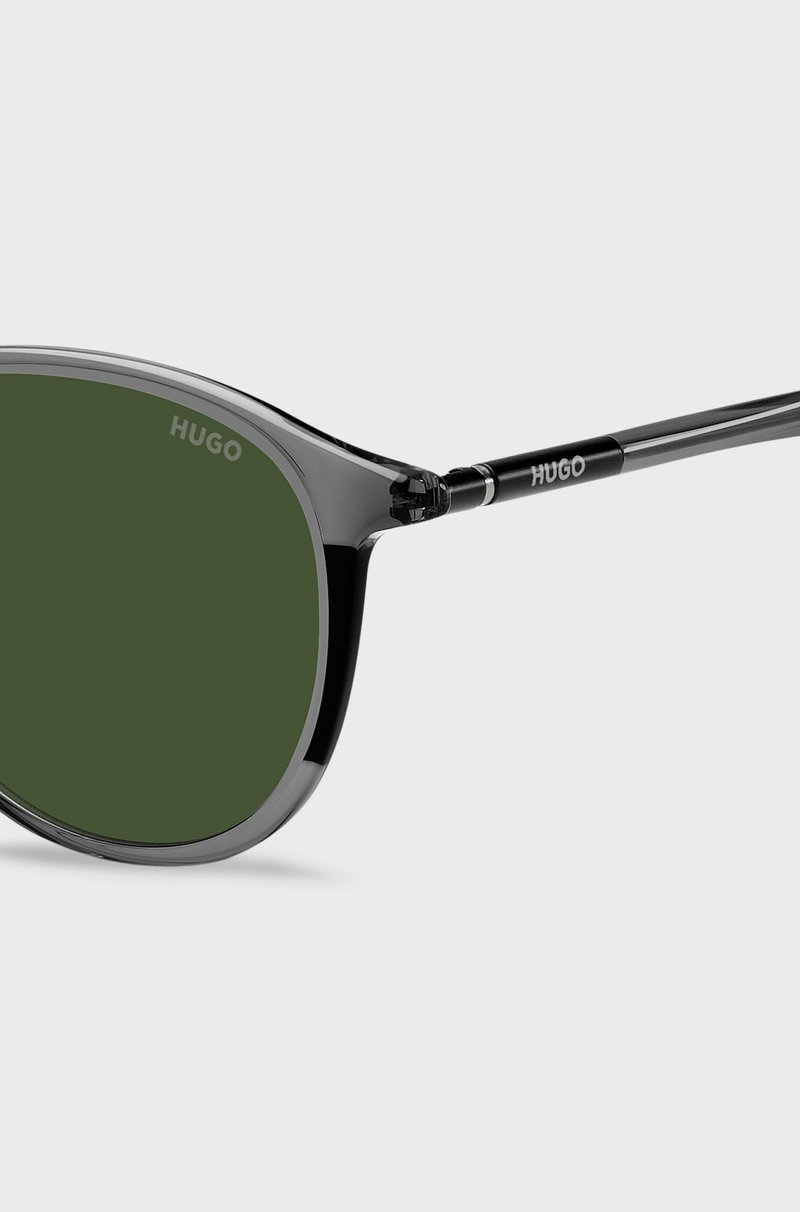 Hugo Boss Gafas De Sol De Acetato Gris Con Patillas Metálicas Tubulares