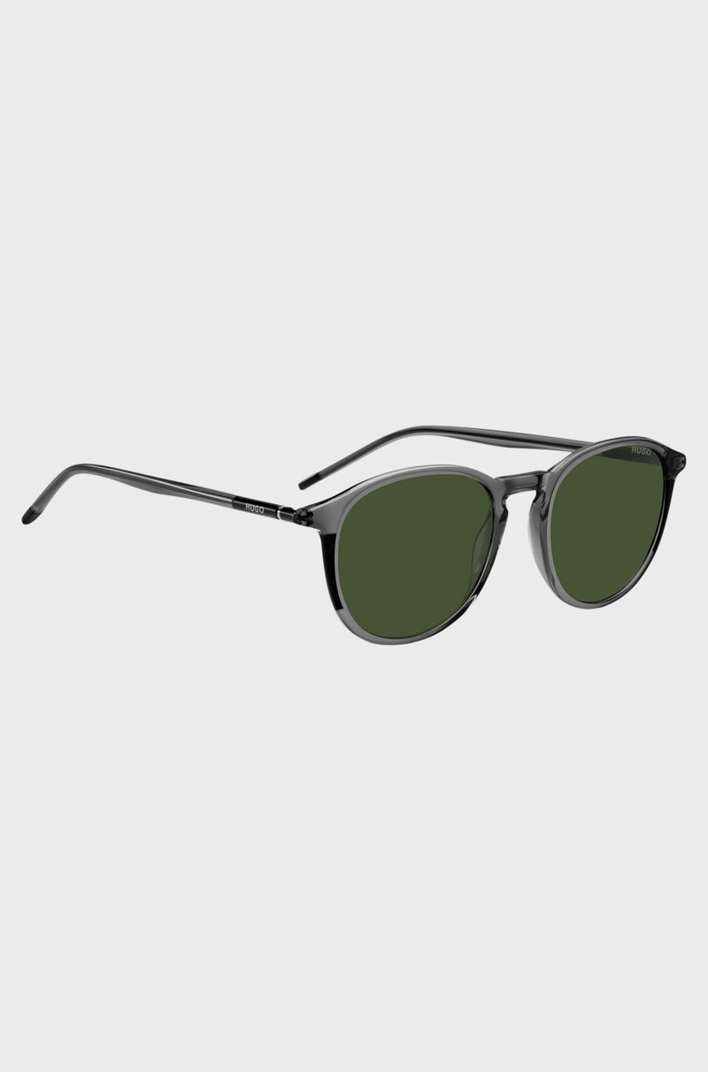 Hugo Boss Gafas De Sol De Acetato Gris Con Patillas Metálicas Tubulares