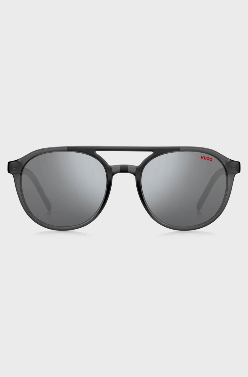 Hugo Boss Gafas De Sol De Acetato Gris Con Puente Doble Y Patillas Estampadas