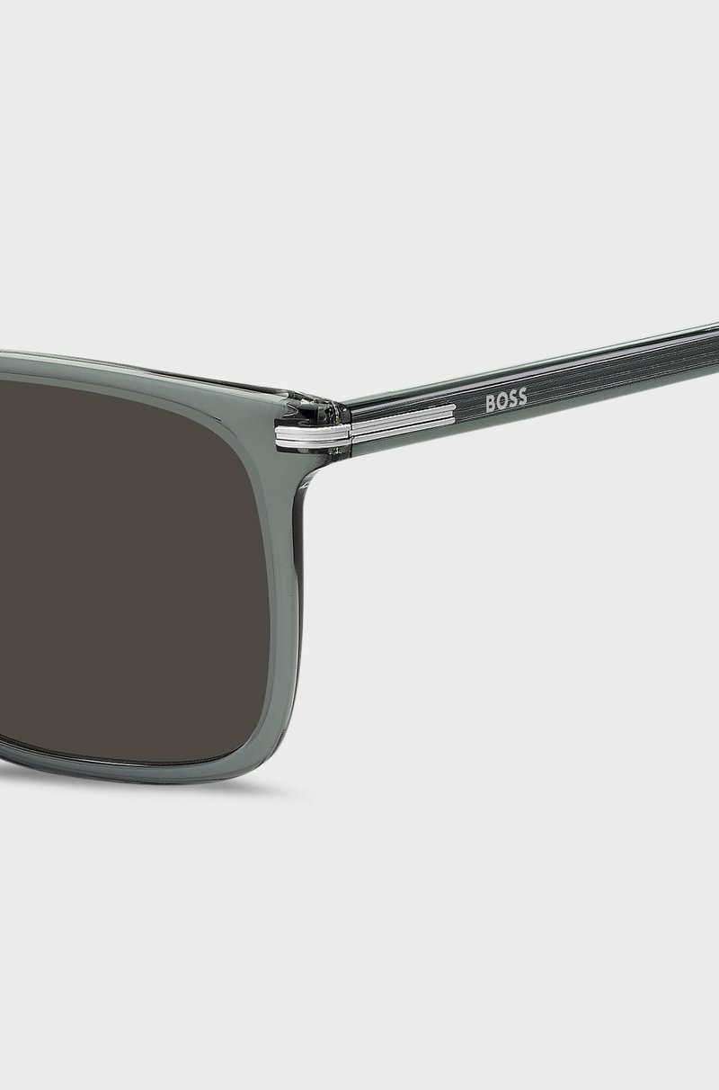 Hugo Boss Gafas De Sol De Acetato Gris Con Ribetes En Tono Plateado