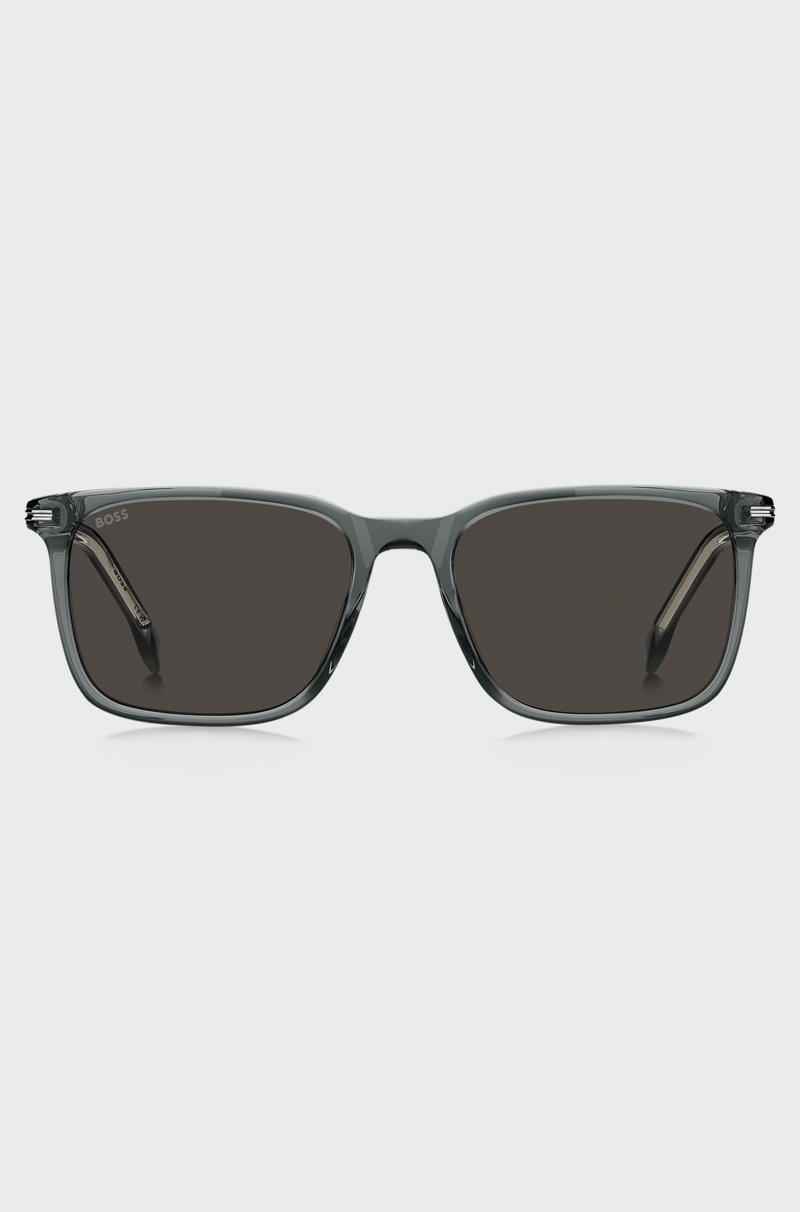 Hugo Boss Gafas De Sol De Acetato Gris Con Ribetes En Tono Plateado