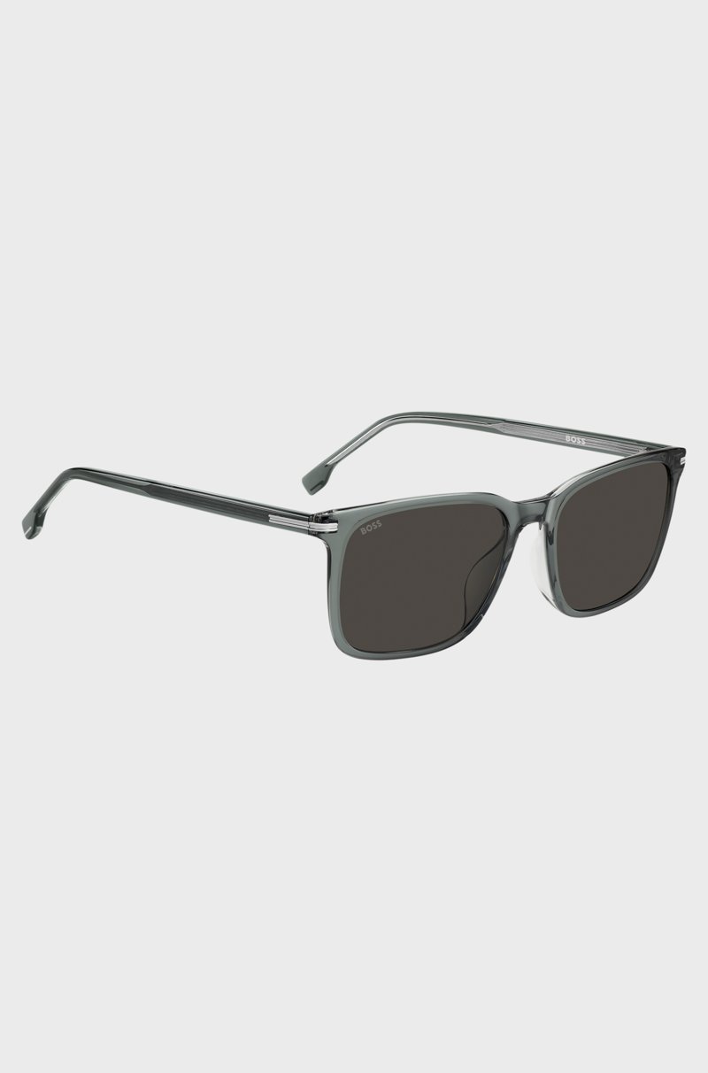Hugo Boss Gafas De Sol De Acetato Gris Con Ribetes En Tono Plateado