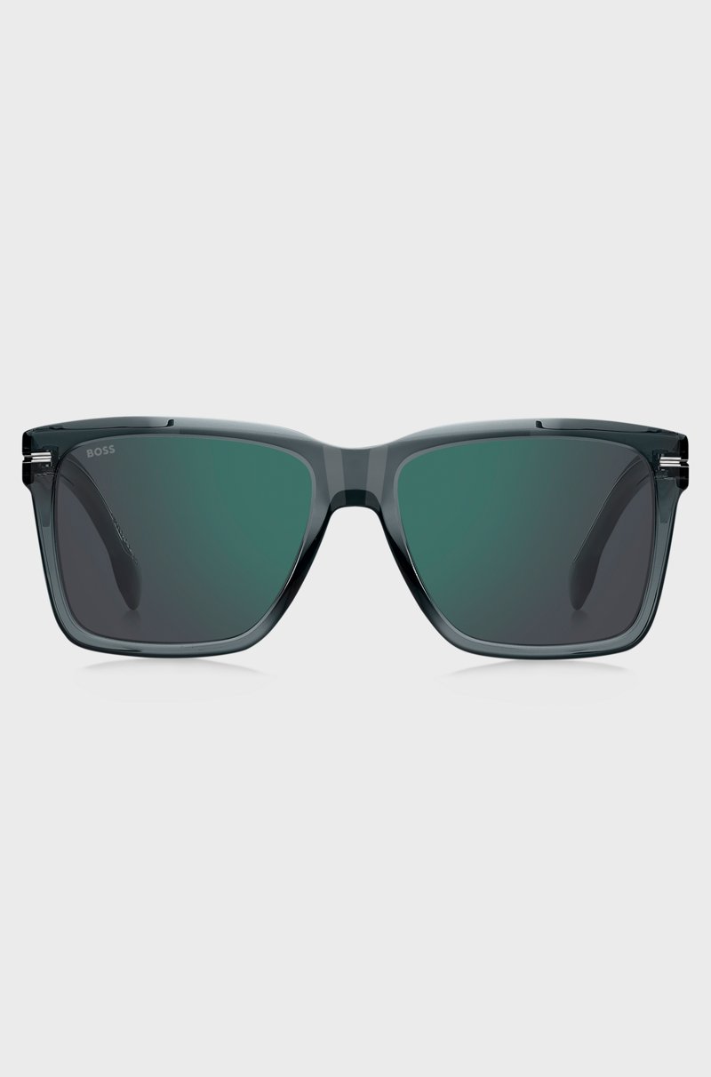 Hugo Boss Gafas De Sol De Acetato Gris Con Ribetes En Tono Plateado