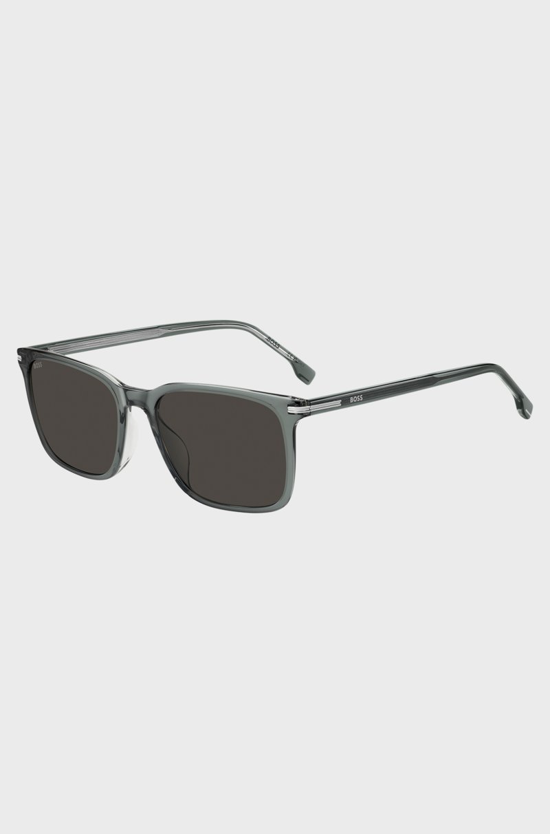 Hugo Boss Gafas De Sol De Acetato Gris Con Ribetes En Tono Plateado