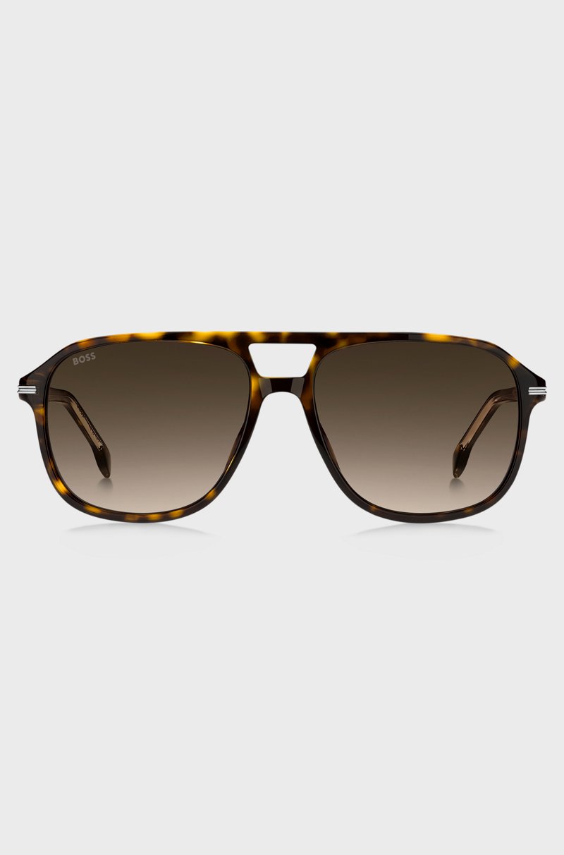 Hugo Boss Gafas De Sol De Acetato Habana Con Ribetes En Tono Plateado