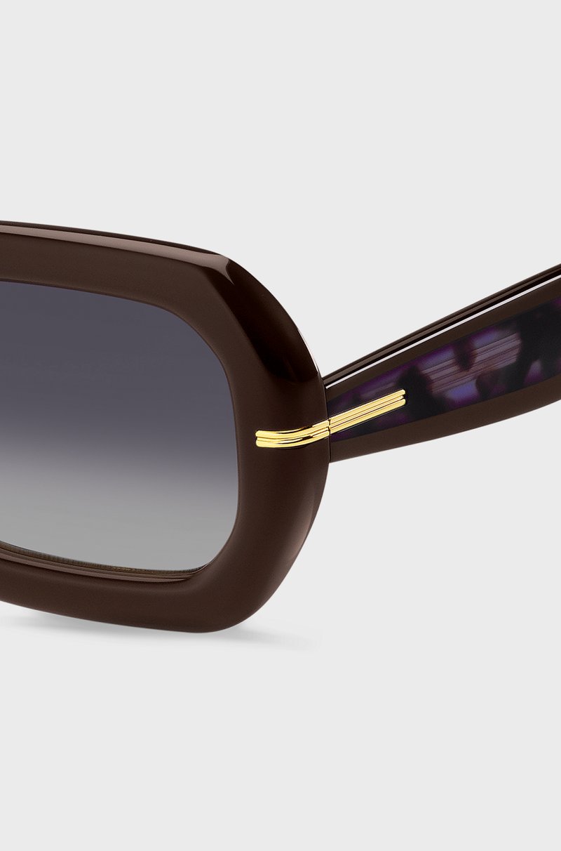 Hugo Boss Gafas De Sol De Acetato Marrón Con Patillas Estampadas