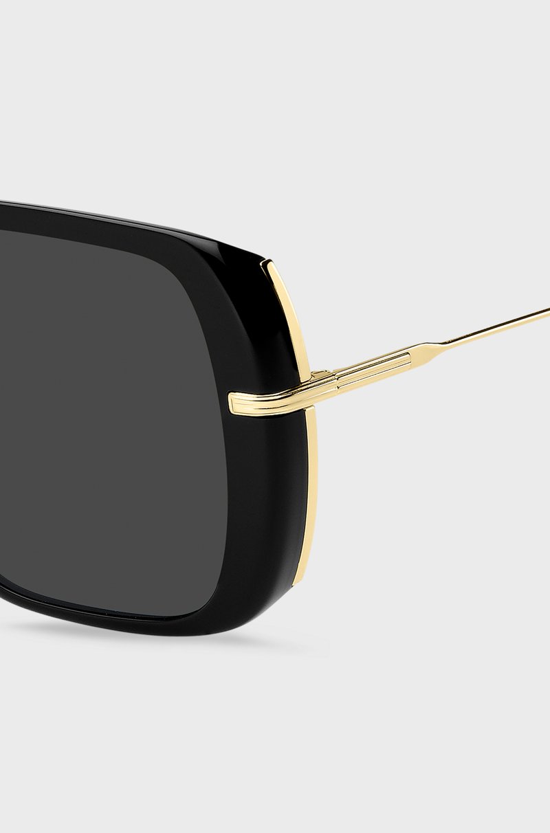 Hugo Boss Gafas De Sol De Acetato Negro A Capas Con Patillas En Tono Dorado