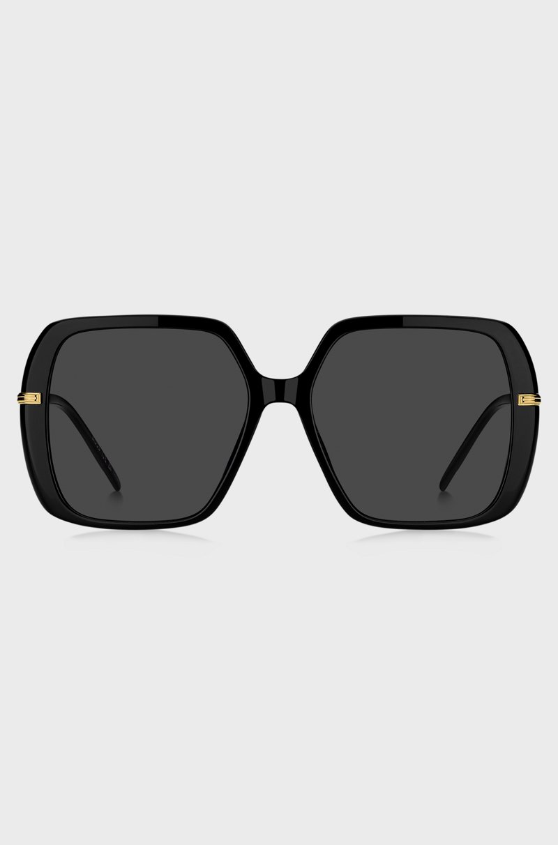 Hugo Boss Gafas De Sol De Acetato Negro A Capas Con Patillas En Tono Dorado