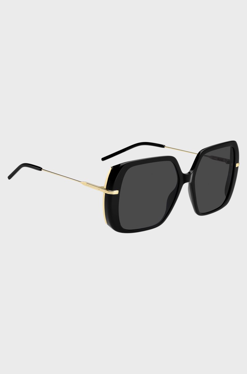 Hugo Boss Gafas De Sol De Acetato Negro A Capas Con Patillas En Tono Dorado