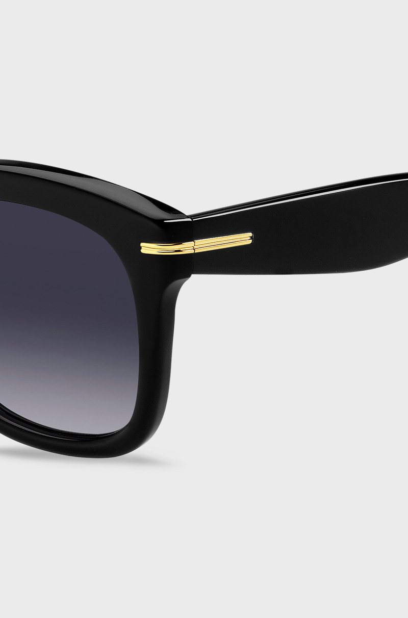 Hugo Boss Gafas De Sol De Acetato Negro Con Bisagras En Tono Dorado