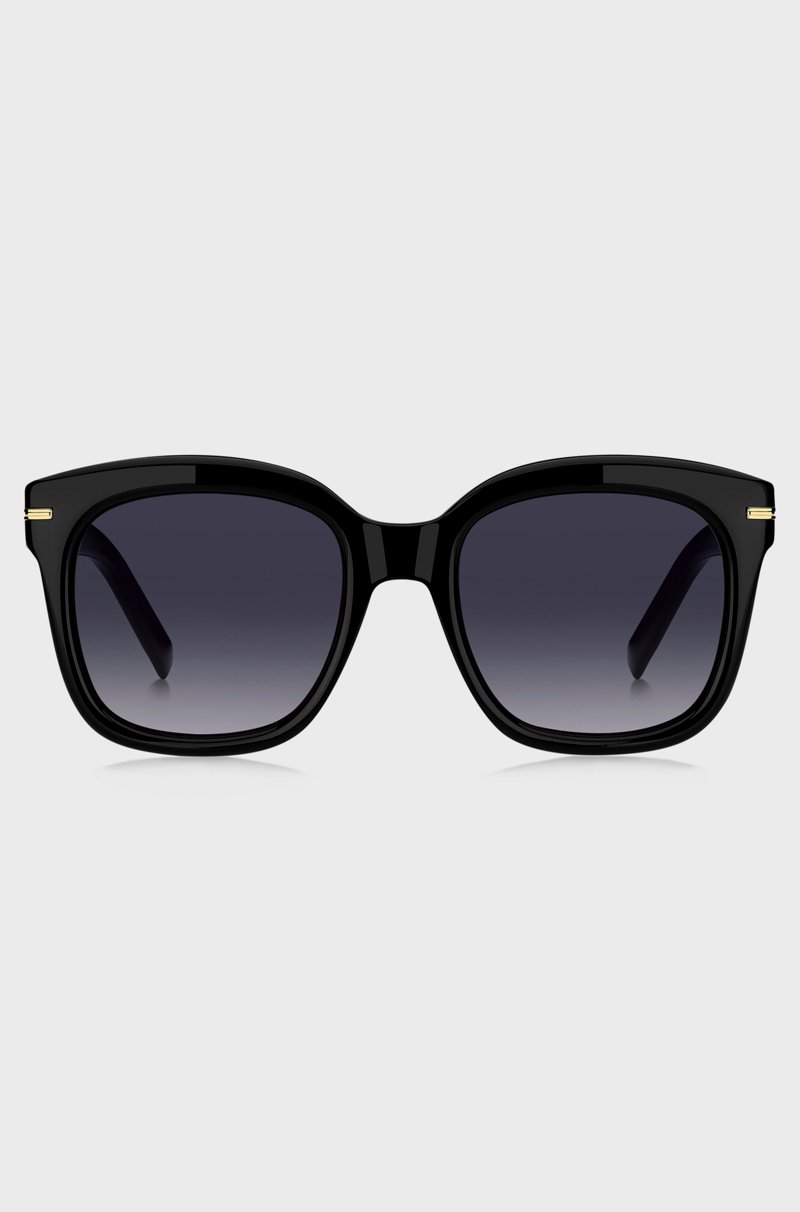Hugo Boss Gafas De Sol De Acetato Negro Con Bisagras En Tono Dorado