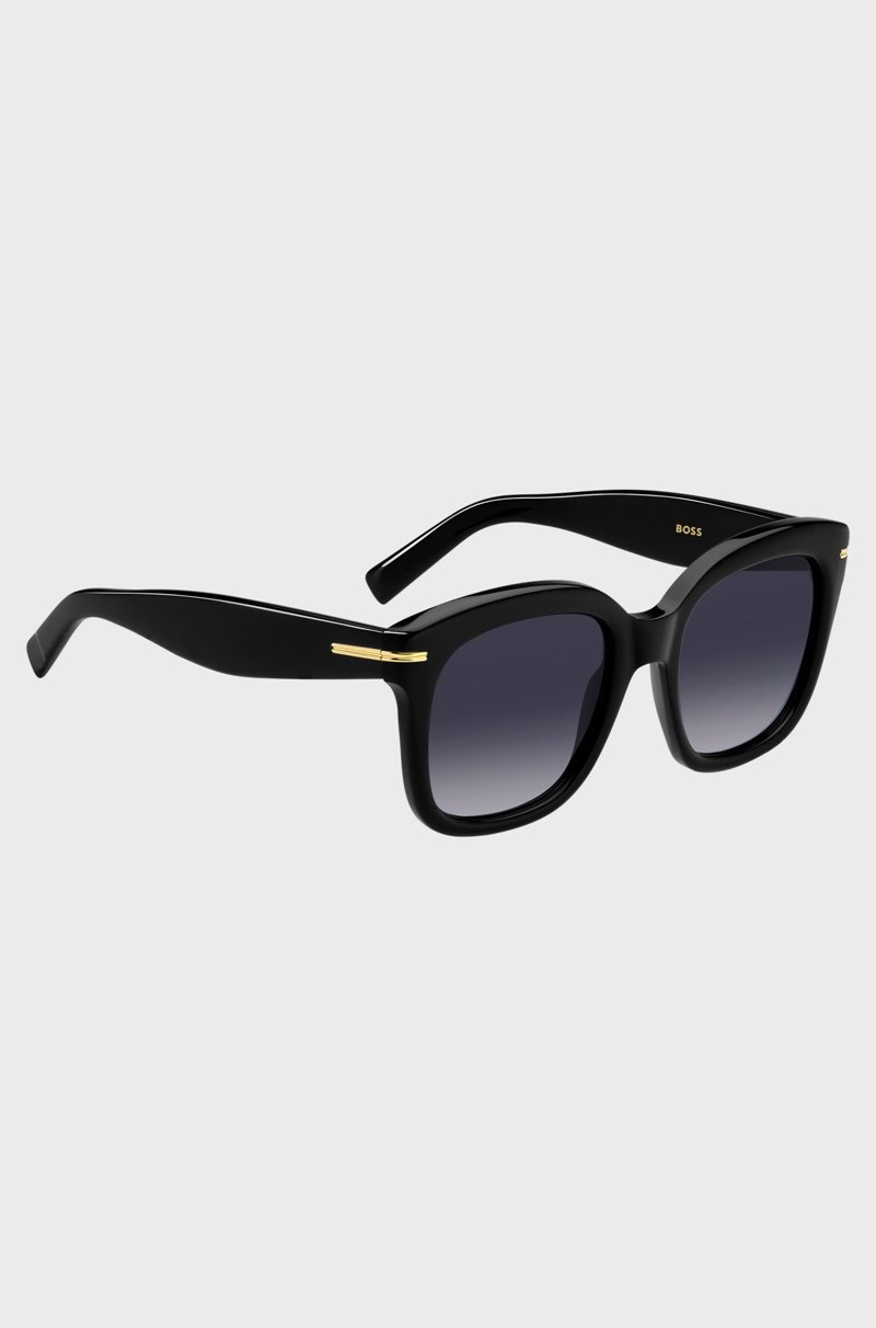 Hugo Boss Gafas De Sol De Acetato Negro Con Bisagras En Tono Dorado