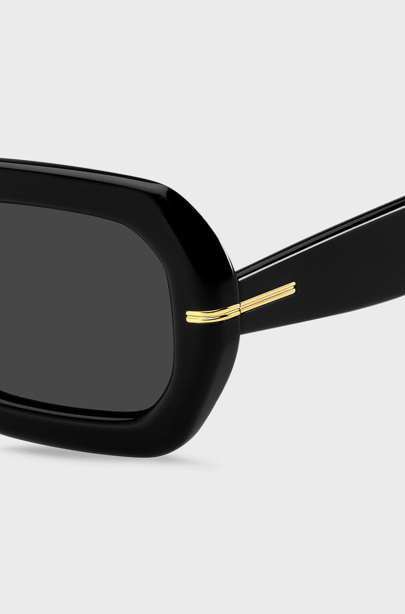 Hugo Boss Gafas De Sol De Acetato Negro Con Bisagras En Tono Dorado