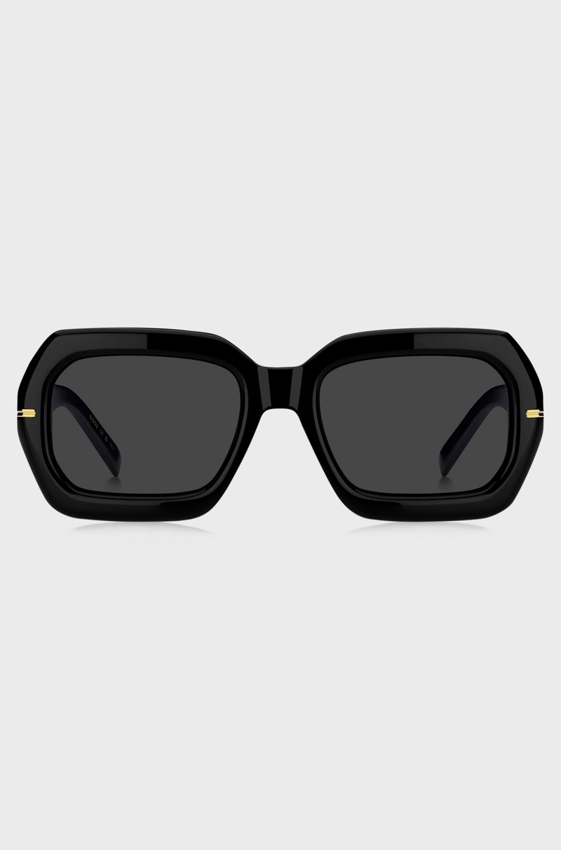 Hugo Boss Gafas De Sol De Acetato Negro Con Bisagras En Tono Dorado