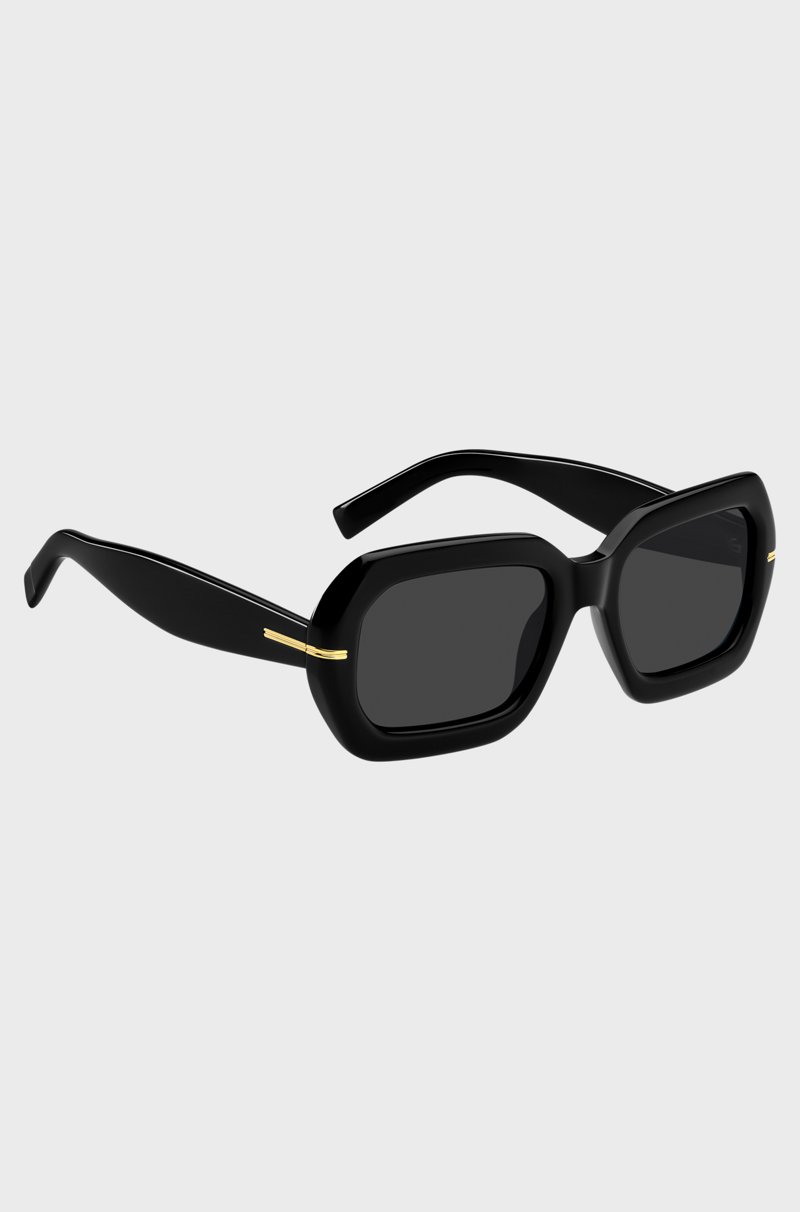 Hugo Boss Gafas De Sol De Acetato Negro Con Bisagras En Tono Dorado
